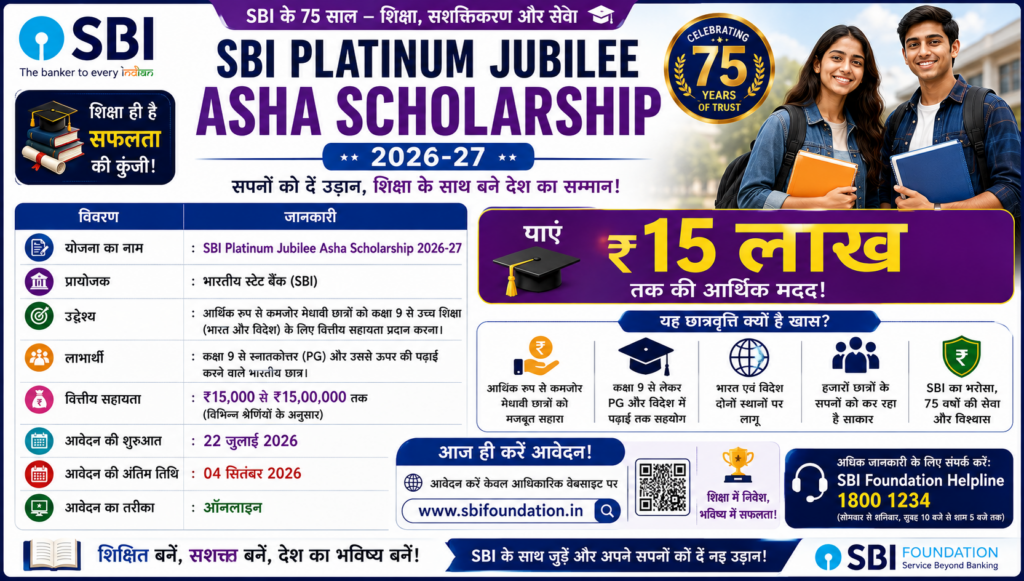 SBI Platinum Jubilee Asha Scholarship