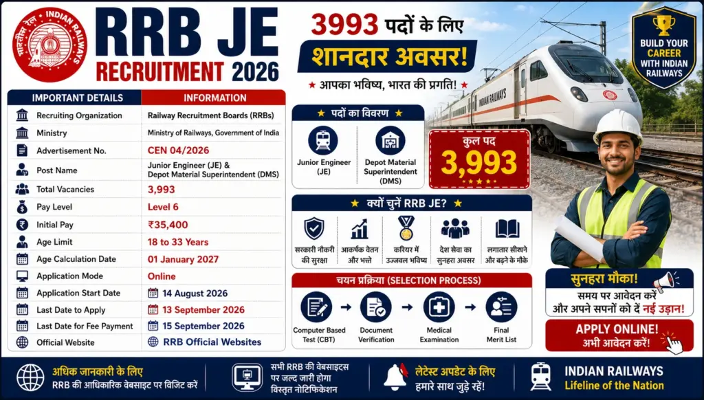 RRB JE Recruitment 2026