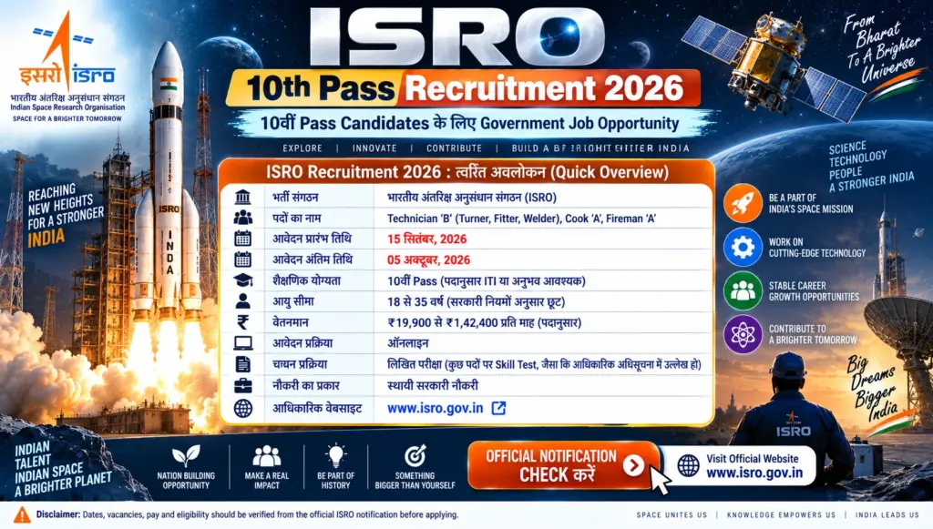 ISRO 10th Pass Recruitment 2026